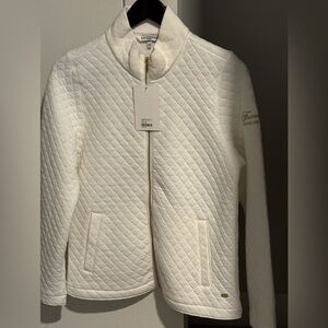 Chateau Lake Louise embroidered Women's Ivory Quilted Jacket cream size S NWT